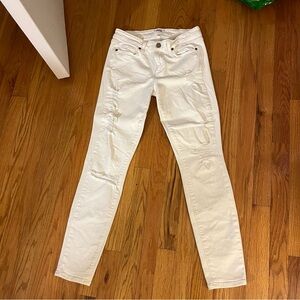 PAIGE Low-Rise Skinny Ripped White Jeans